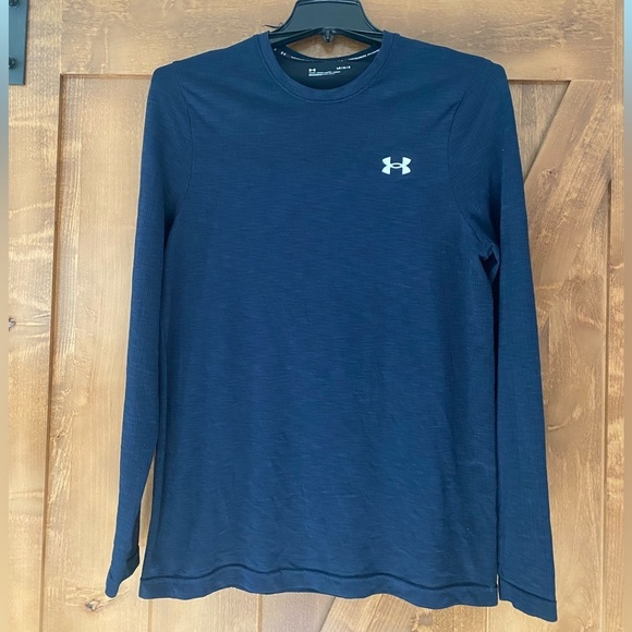 Under Armour Fitted Seamless long sleeve top size Large Navy Blue - Picture 2 of 6